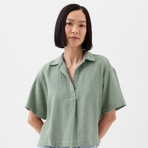Gap Relaxed Gauze Popover Top